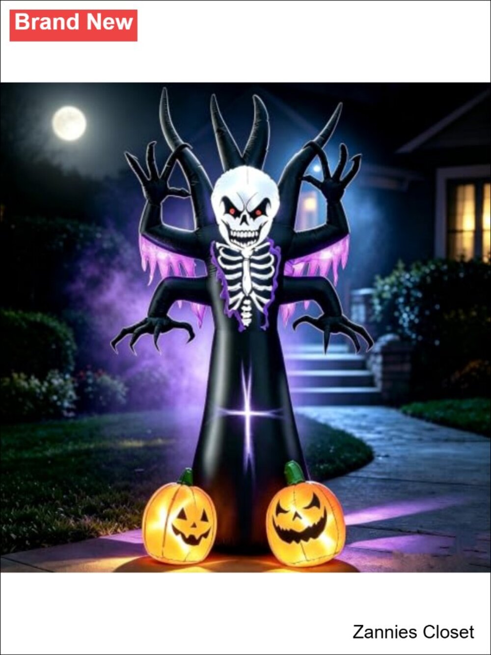 👻 8FT Halloween Inflatable Grim Reaper Tree Yard Decoration LED